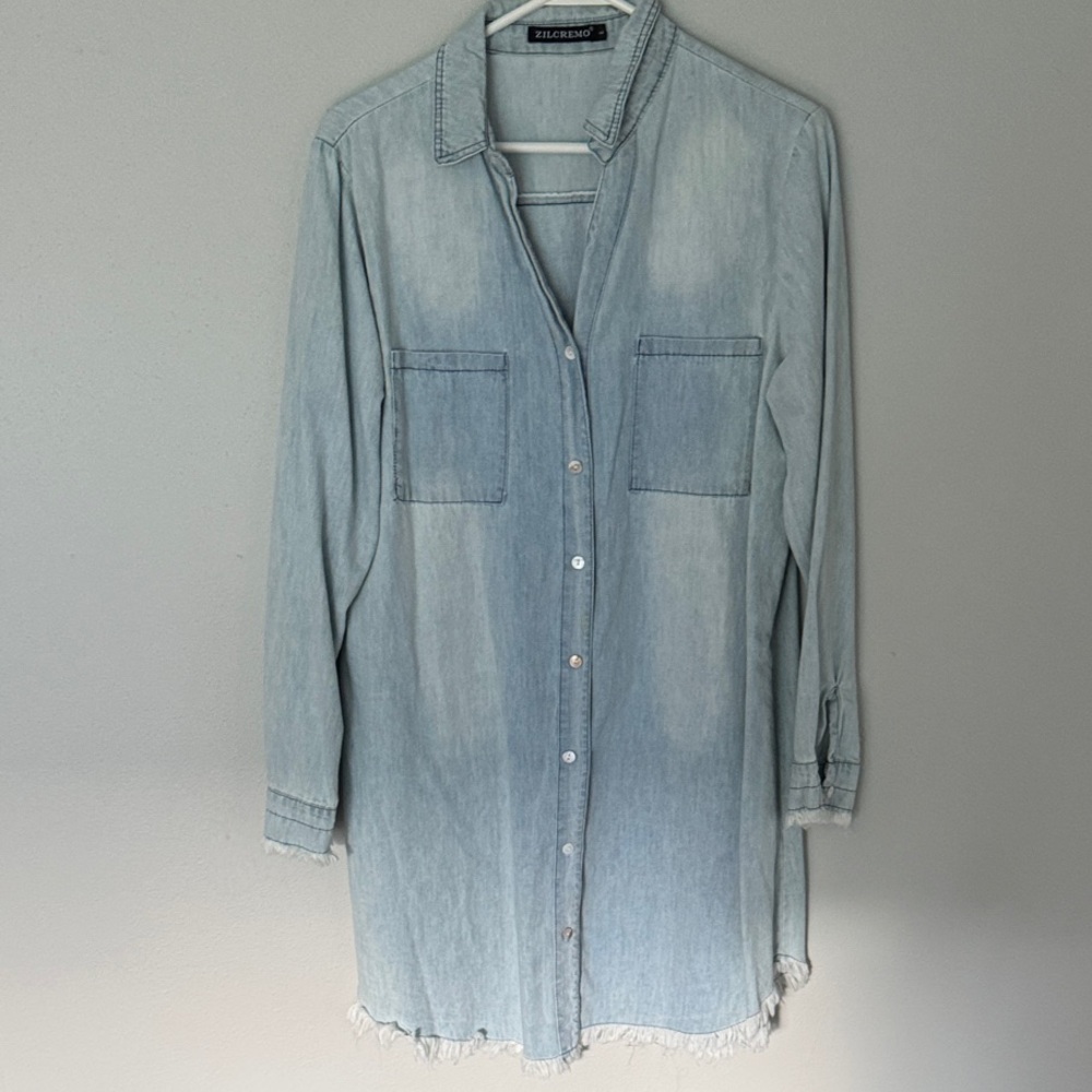 Light Blue Denim Shirt Dress
